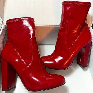Red Pleather Booties